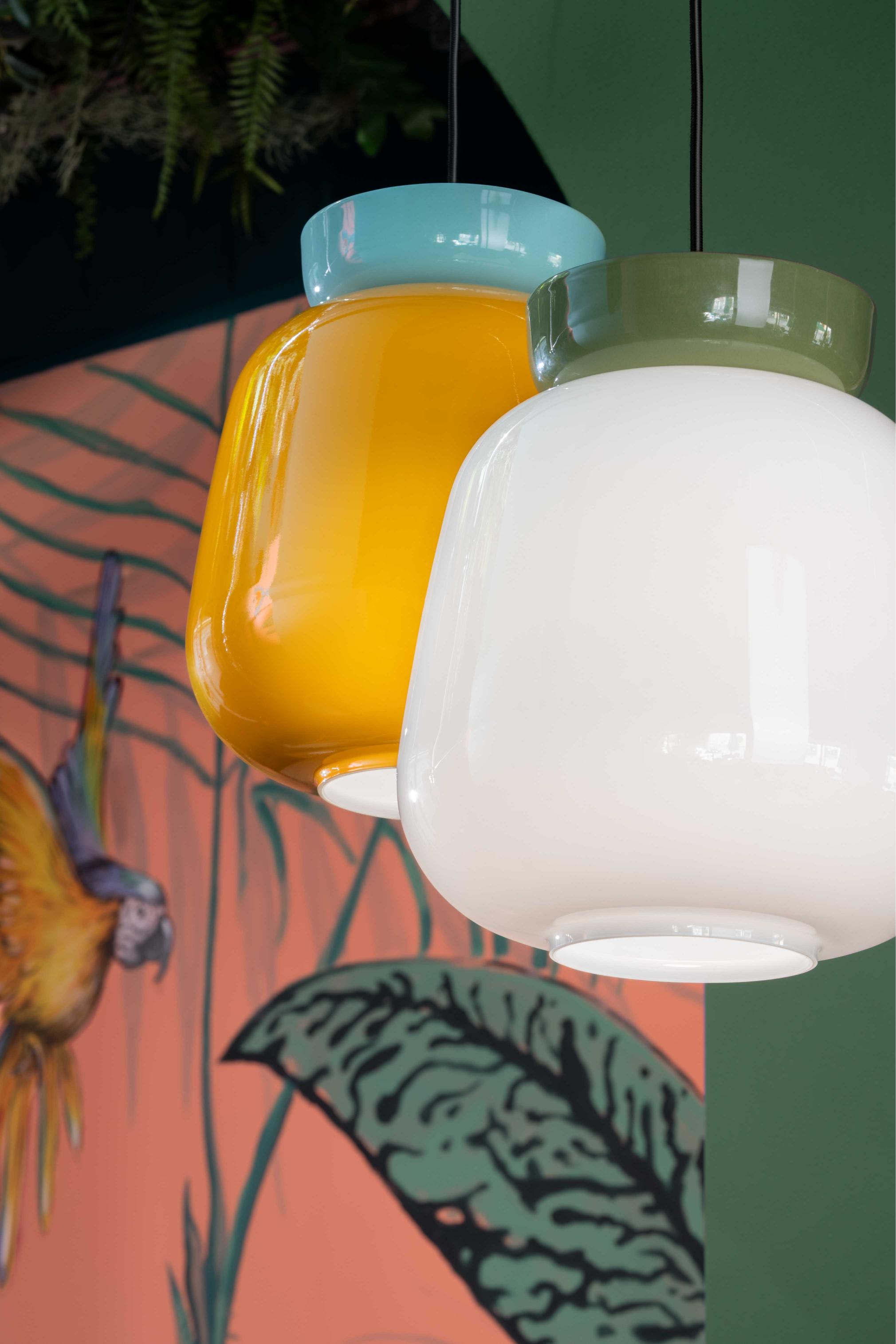 CORCOVADO ceramic pendant lamp in sage with yellow