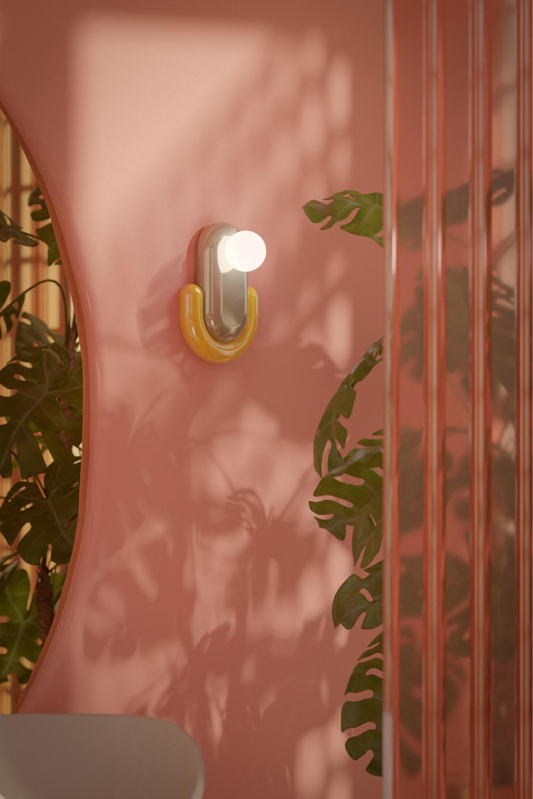 ECLAIR Keramik-Wandleuchte beige mit gelb