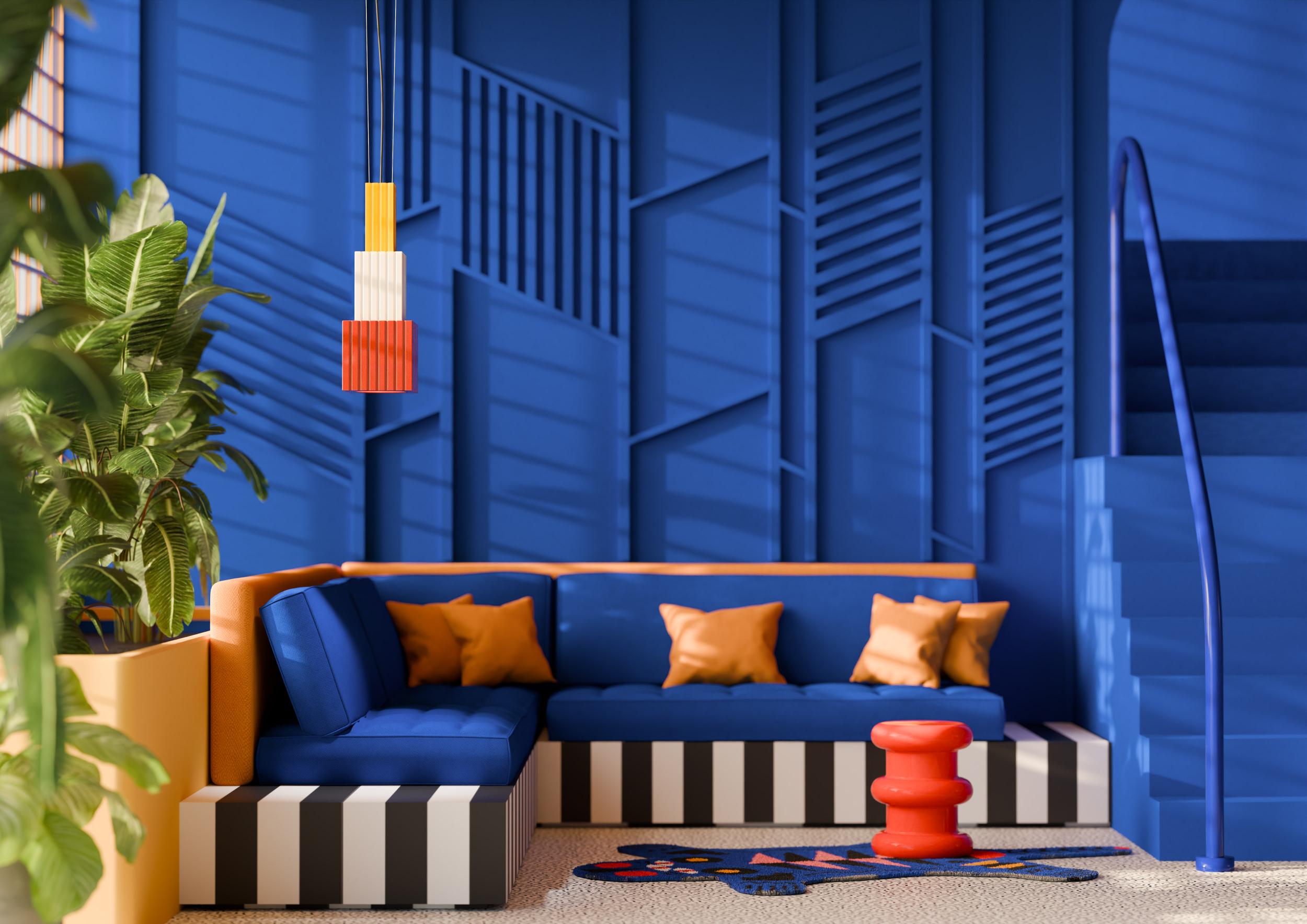 METRA ceramic pendant lamp in beige with sage green and cream