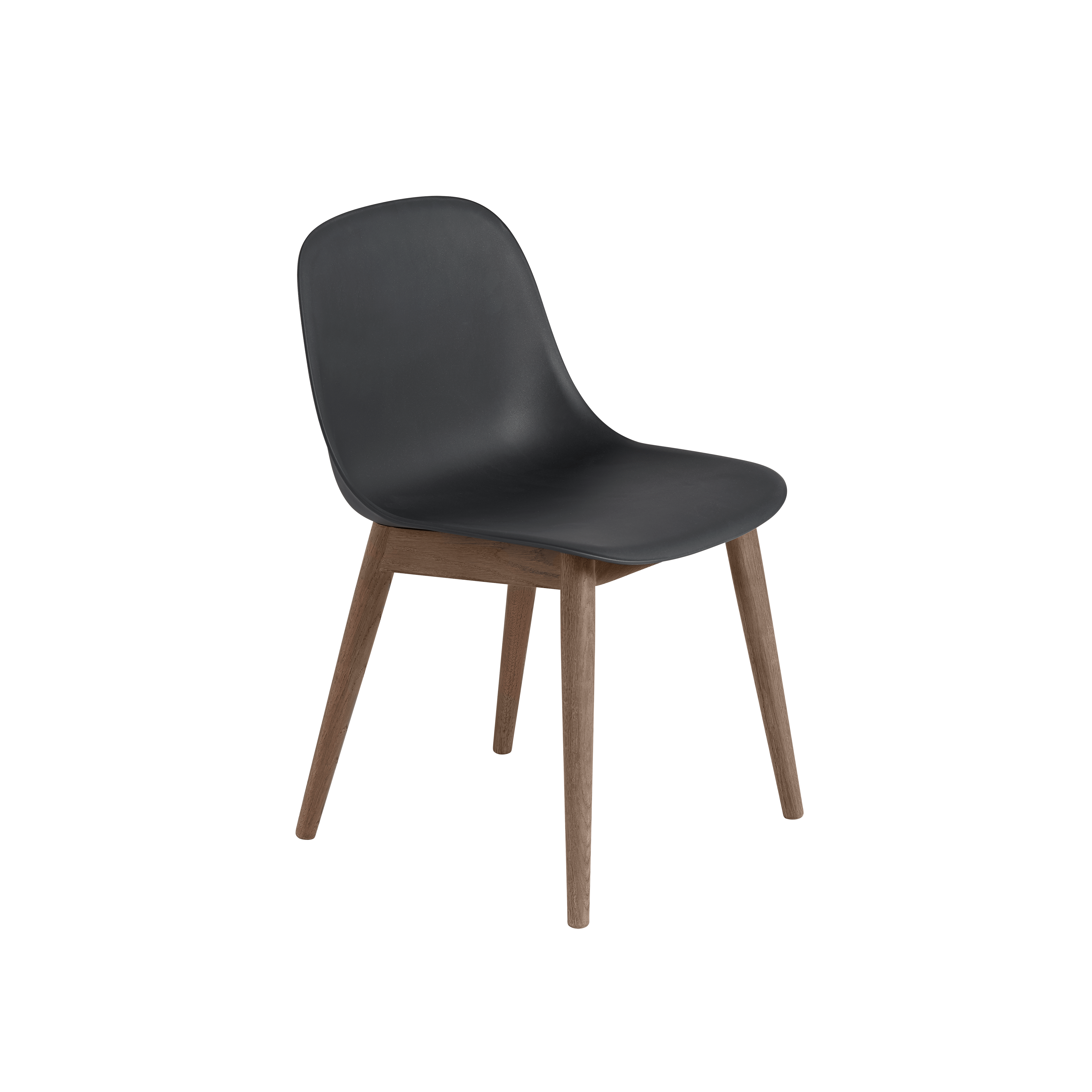FIBER stoel zwart met houten basis