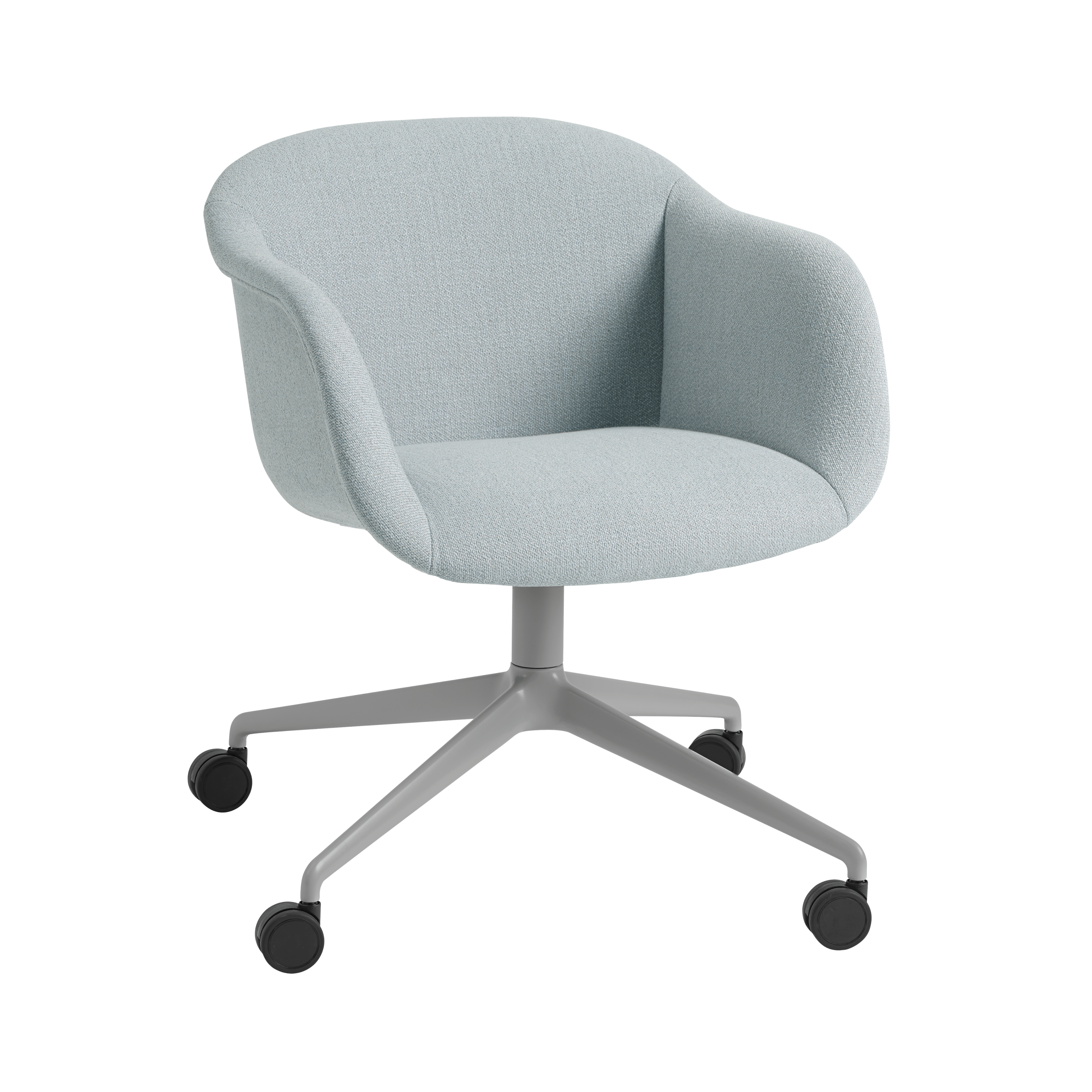 Draaistoel met armleuningen FIBER SOFT gepersonaliseerd met een basis op wielen