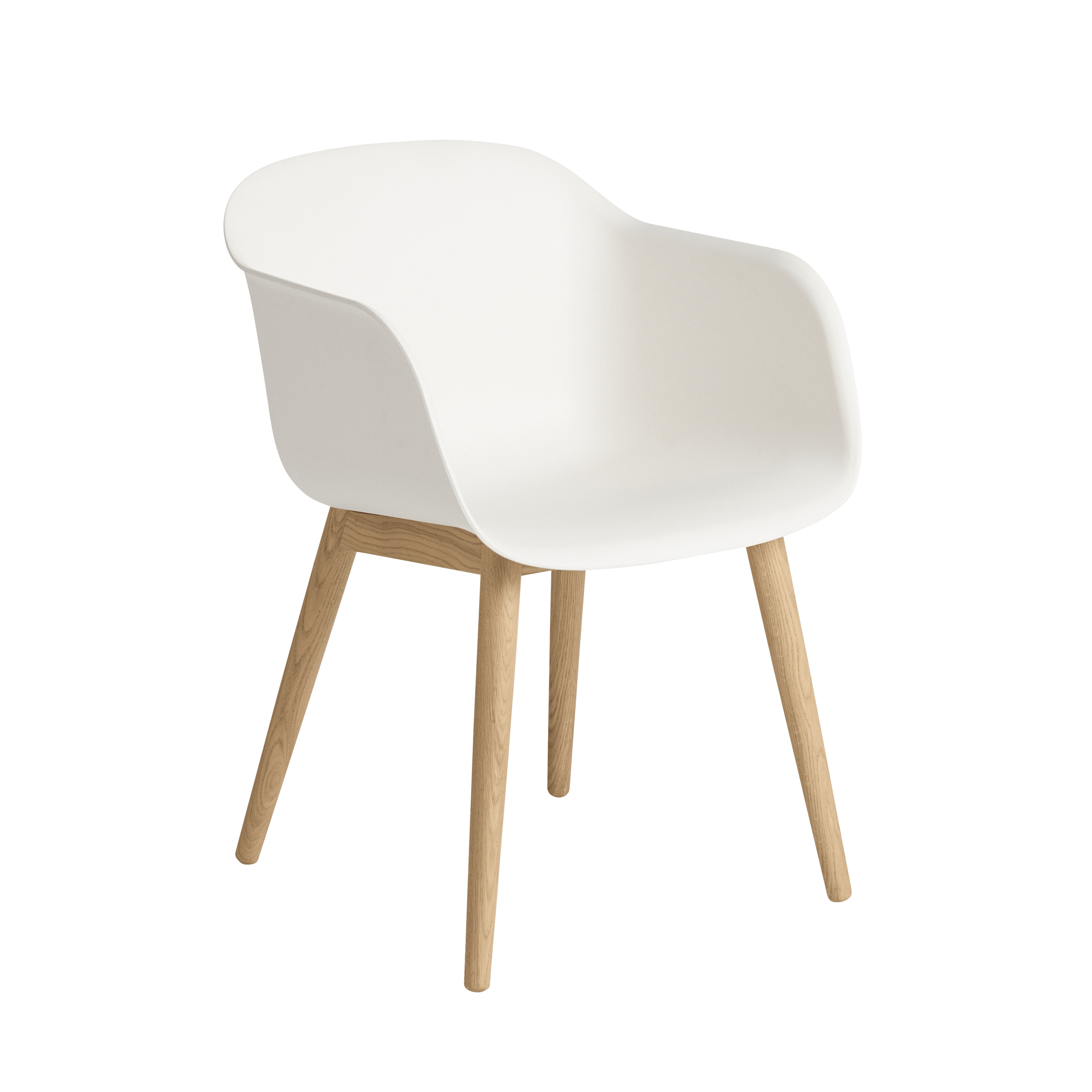 Wit FIBER fauteuil met armleuningen en houten basis
