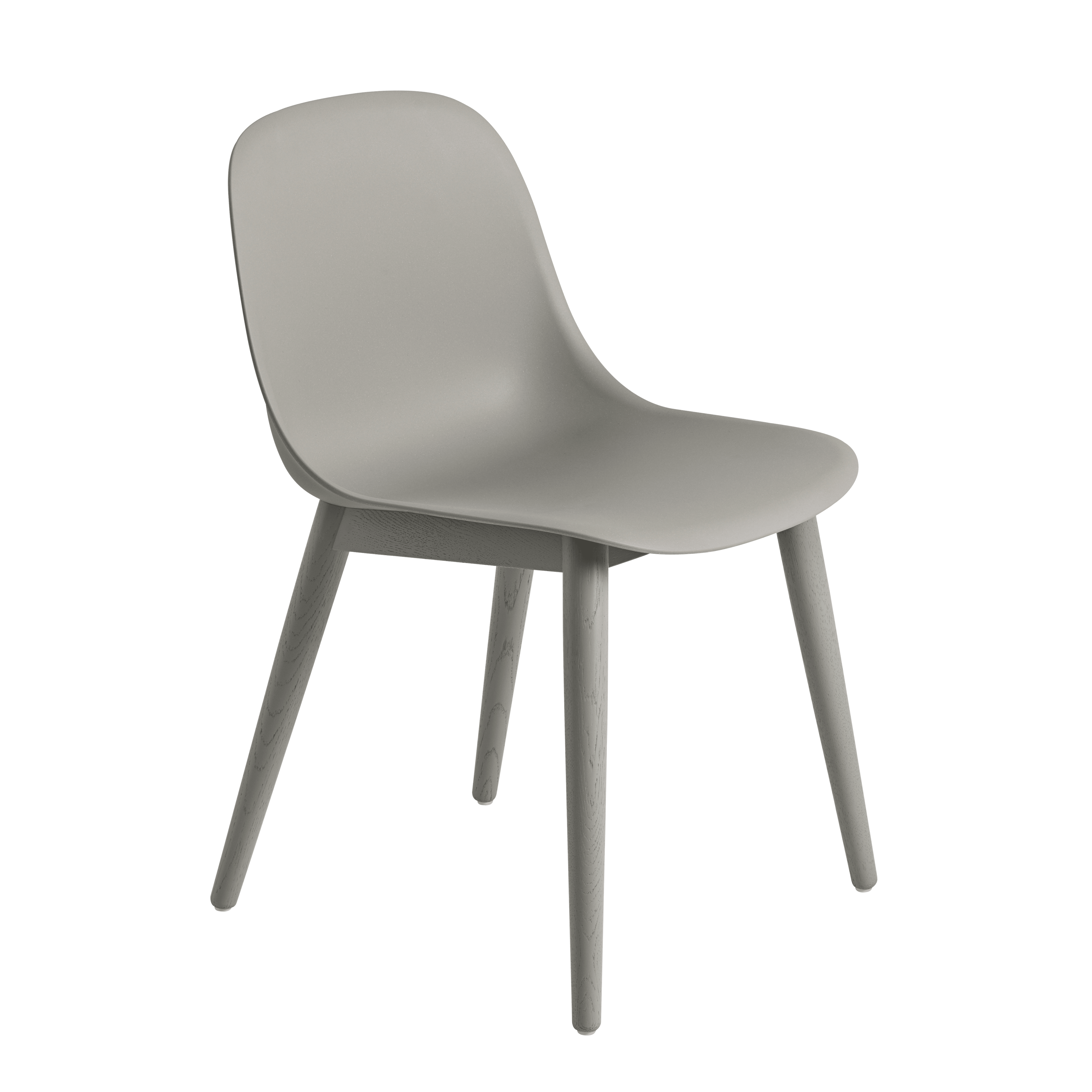 Stoel FIBER grijs met houten basis