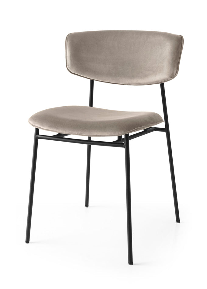 Polsterstuhl FIFTIES mit schwarzem Gestell