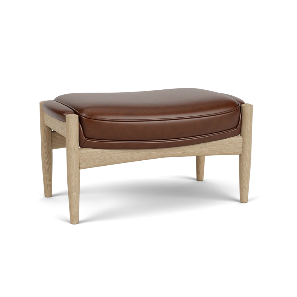 THE SEAL footrest brown leather with oak base