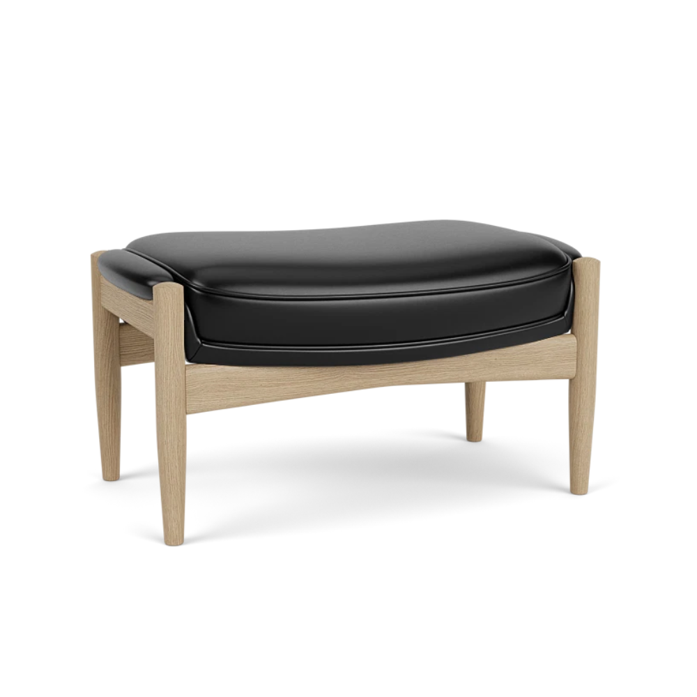 THE SEAL footrest black leather with oak base