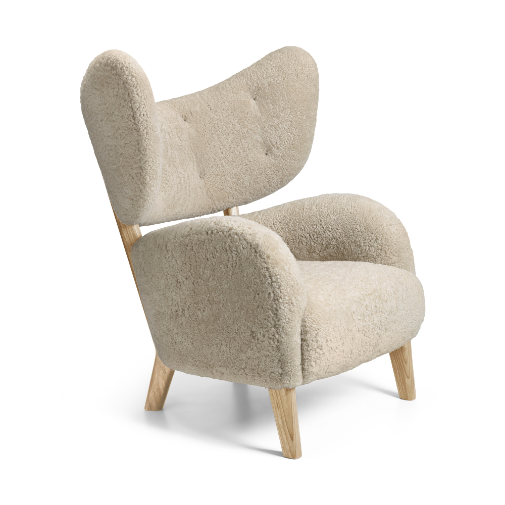 MY OWN CHAIR Armchair sheep leather with oak base