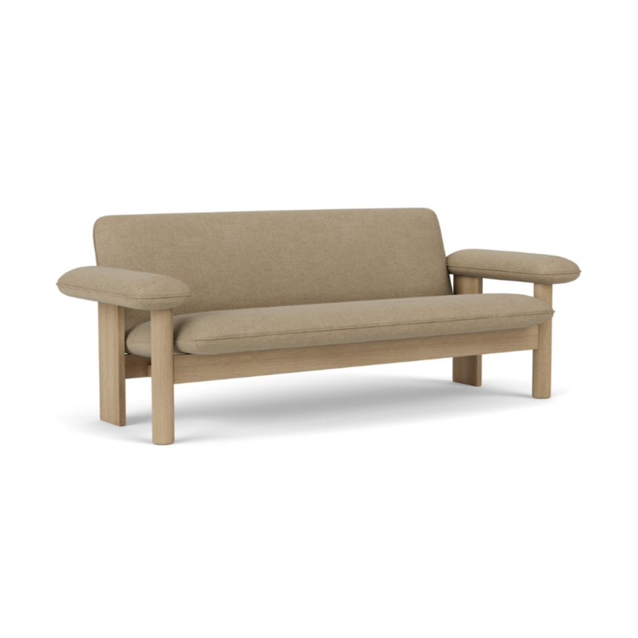 BRASILIA Sofa in Beige with Oak Base