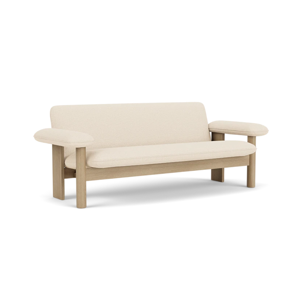 BRASILIA cream sofa with oak base