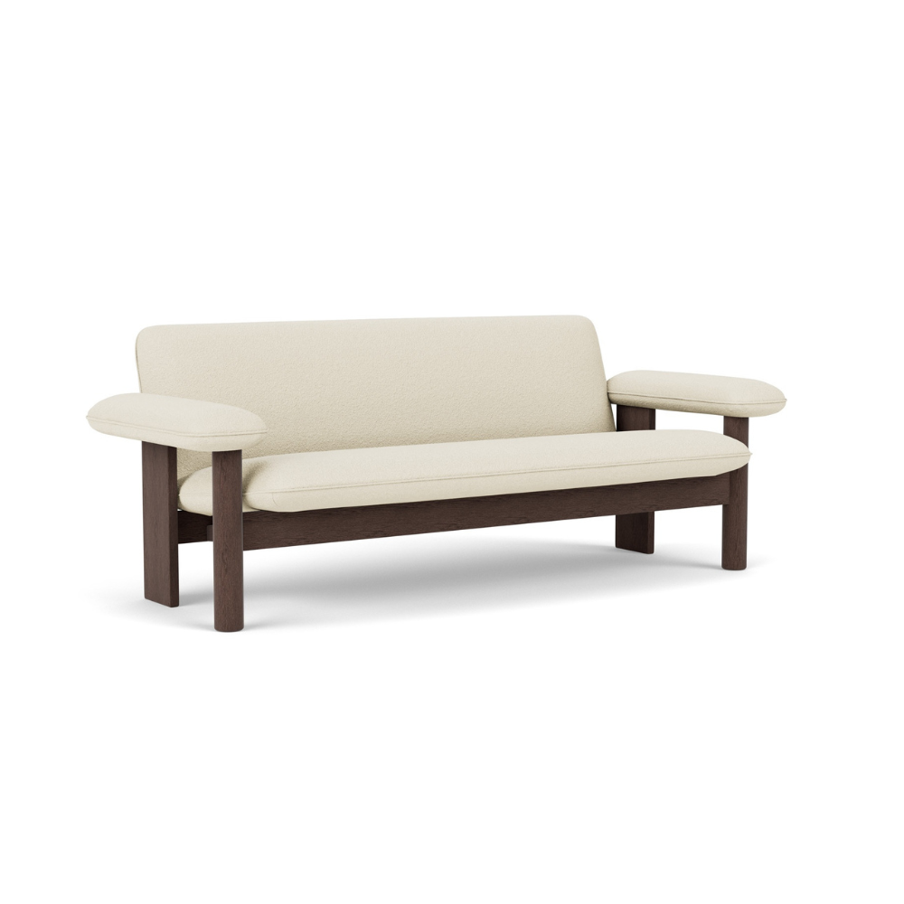 Sofa BRASILIA creme mit dunklem Eichenfuß