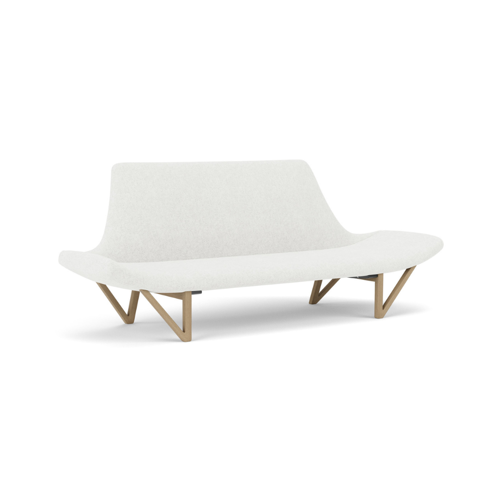 Sofa PAGODE lichtgrijs met eiken basis