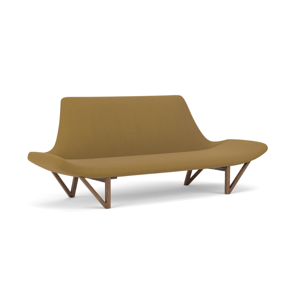 PAGODE mustard sofa with walnut base