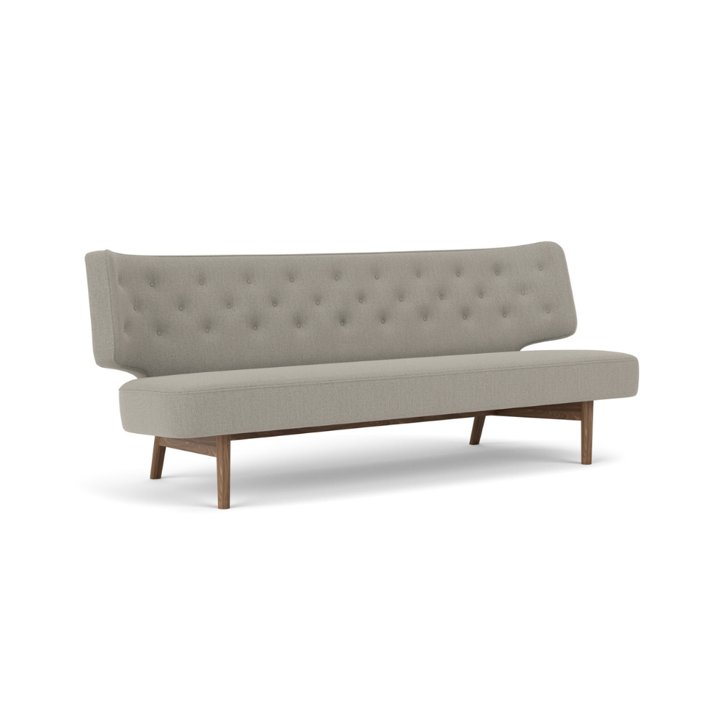 Sofa 2-zits RADIOHUS grijs met notenhouten basis