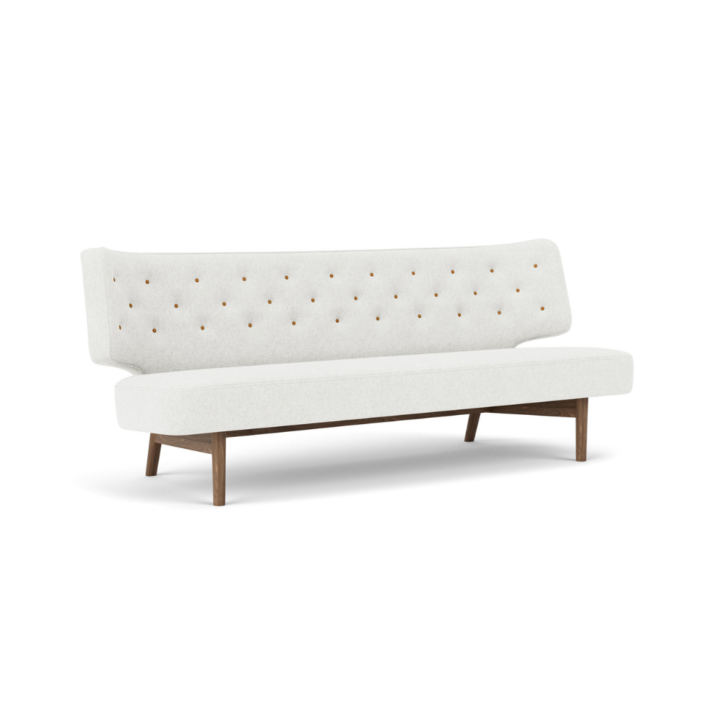 Sofa 2-zits RADIOHUS lichtgrijs met notenhouten basis