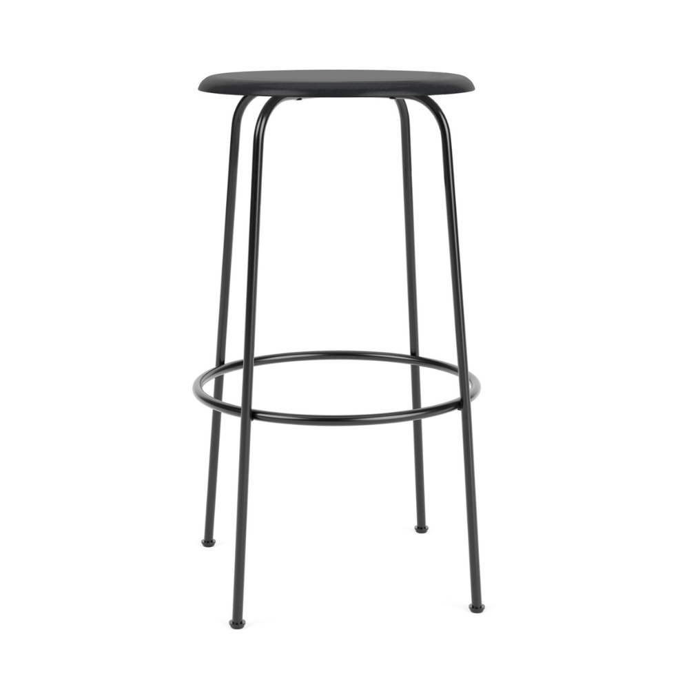 Barhocker AFTEROOM schwarz mit Eschenfurnier und Stahlbasis