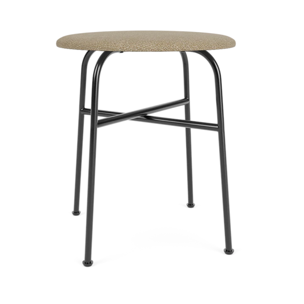 Hocker AFTEROOM beige bouclé met stalen basis