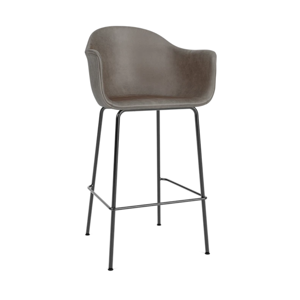 Hocker mit Armlehnen HARBOUR graues Leder