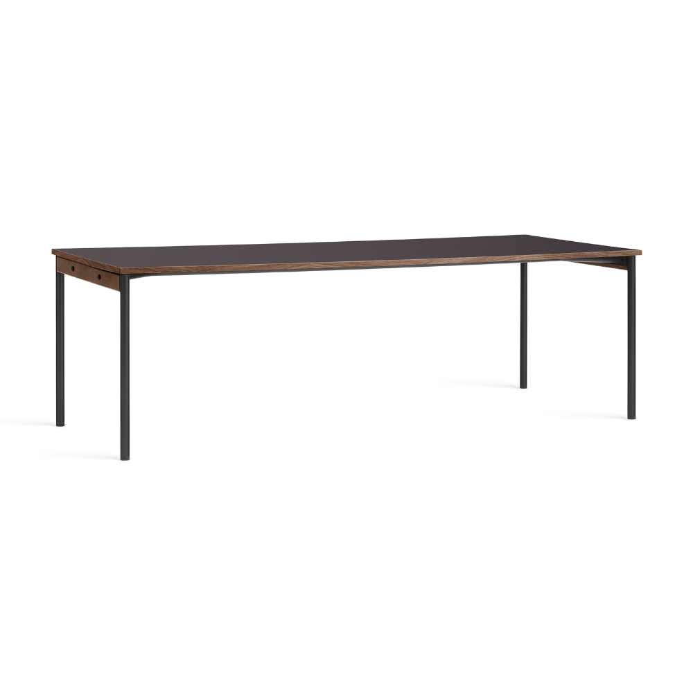 CO table dark brown laminate with black base