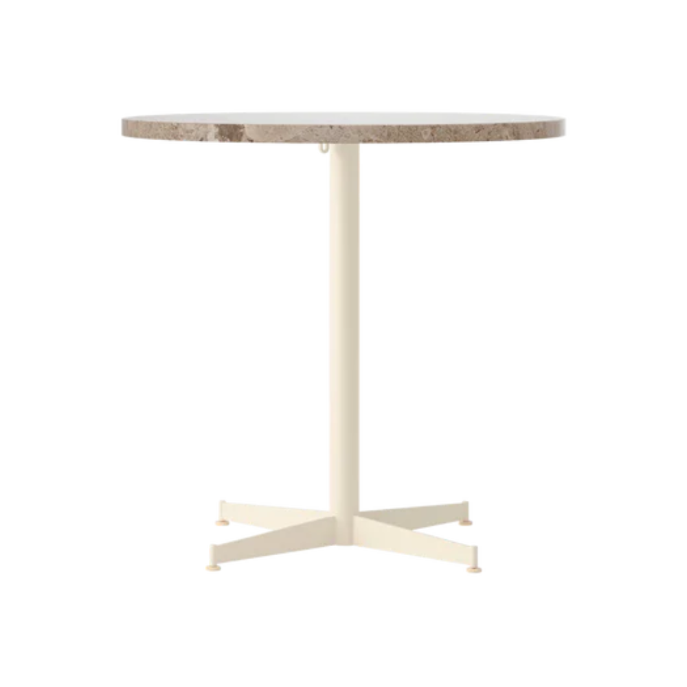 NOOK beige stone round café table with cream base