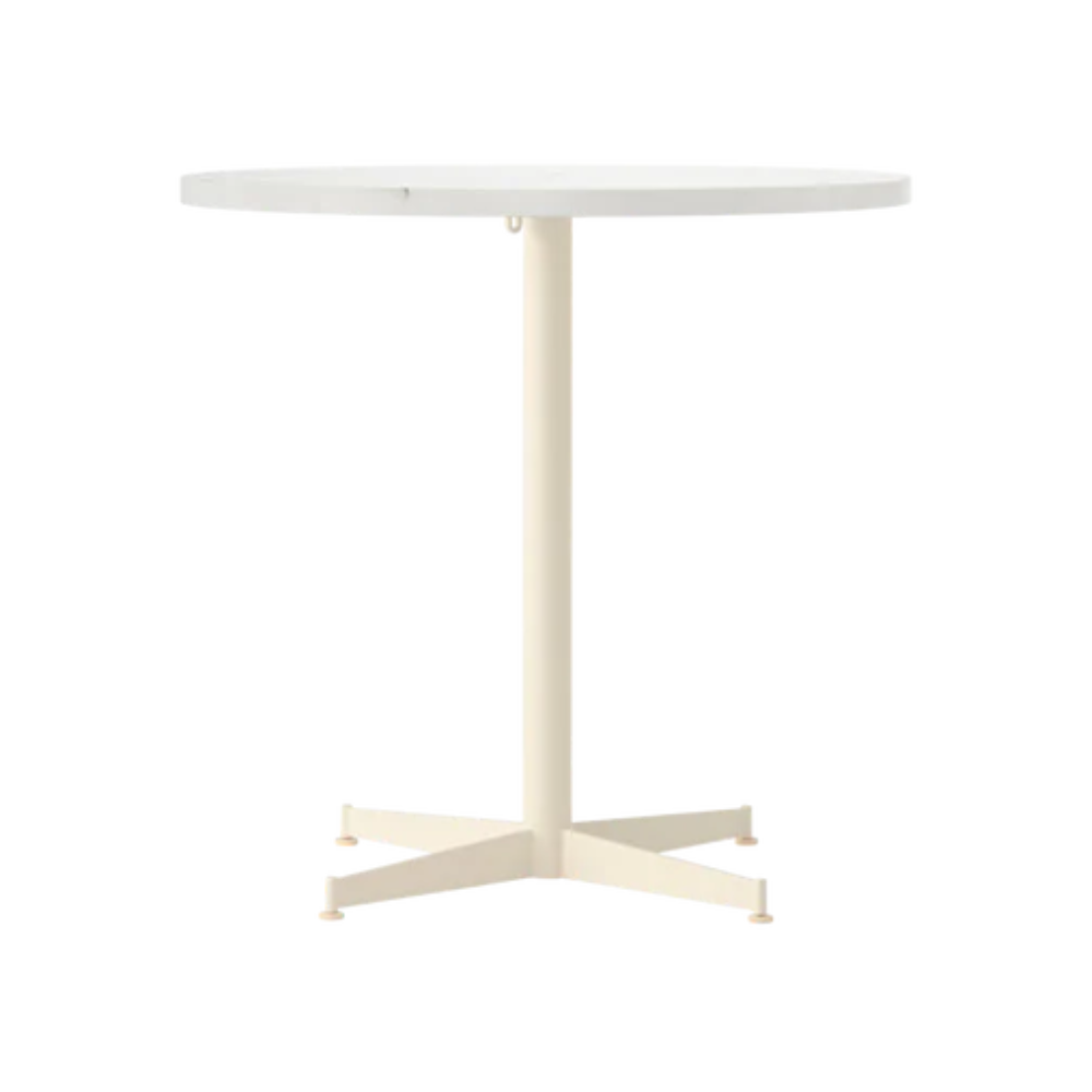 NOOK round café table white marble with cream base