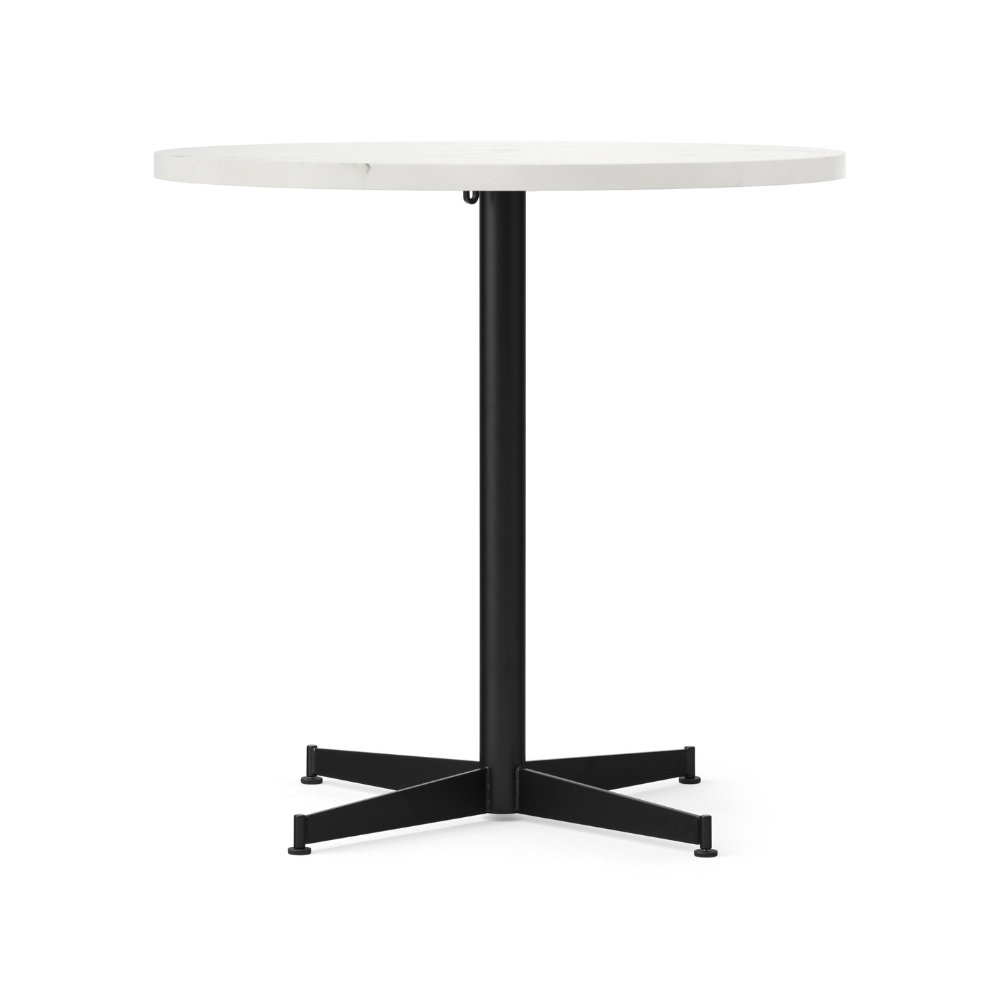 Ronde café tafel NOOK wit marmer met zwarte basis