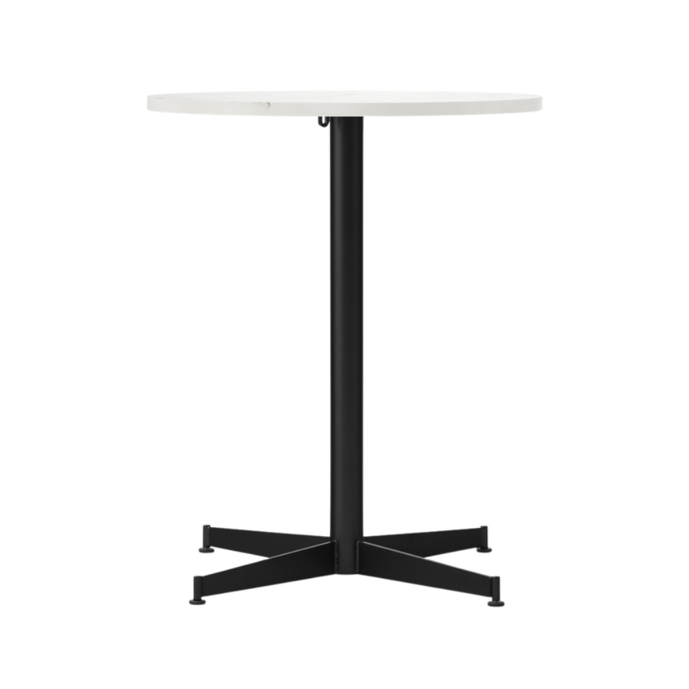 Ronde café tafel NOOK wit marmer met zwarte basis
