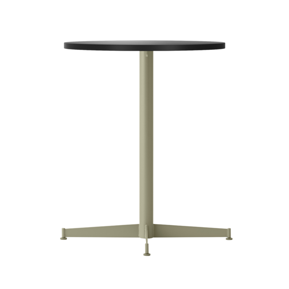 NOOK black round café table with oak veneer and olive base