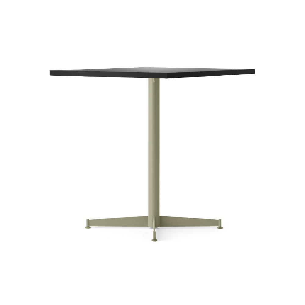 Zwarte NOOK café tafel van eikenfineer met olijfgroene basis