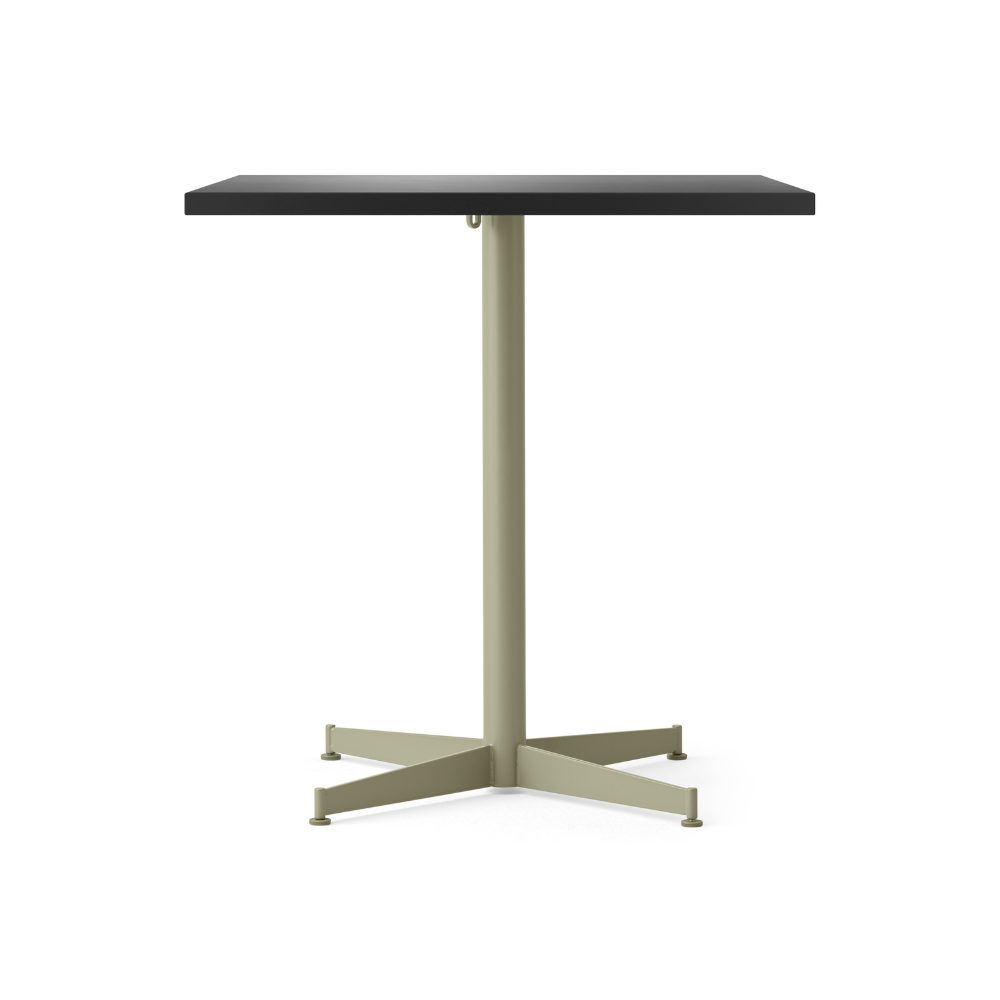 Zwarte NOOK café tafel van eikenfineer met olijfgroene basis