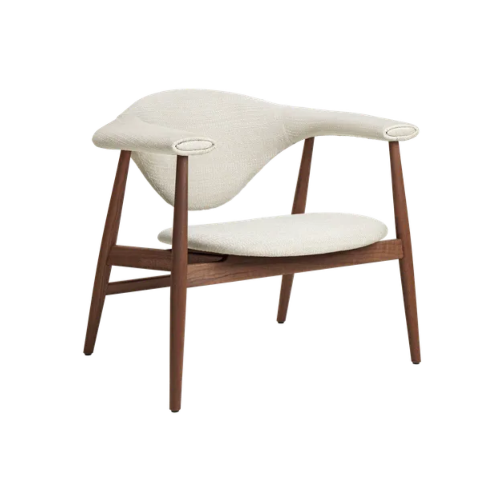 MASCULO Armchair in Beige with Walnut Base