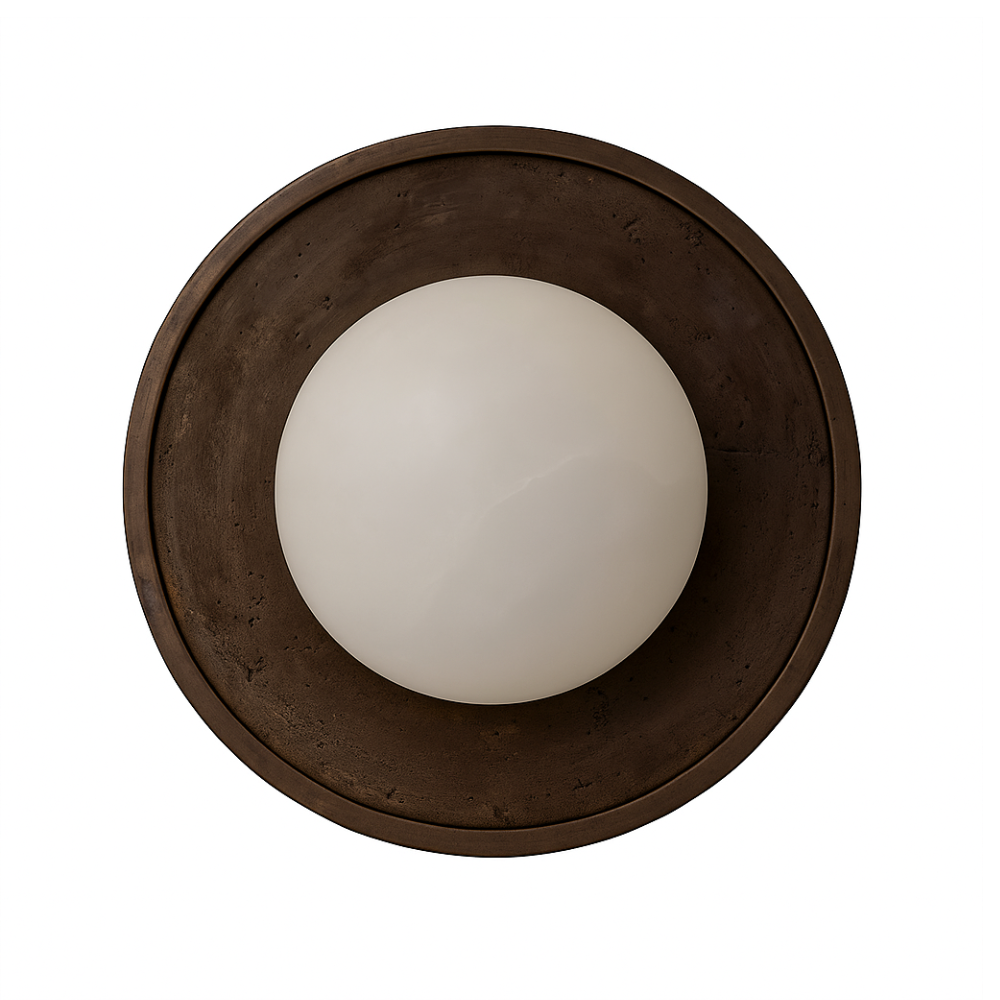 Alabaster Ceiling Light FULL MOON Brass with Dark Patina