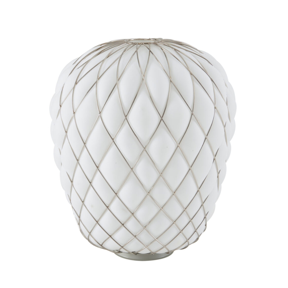 Lampa stołowa PINECONE chromowany z białym szkłem dmuchanym – Fontana Arte