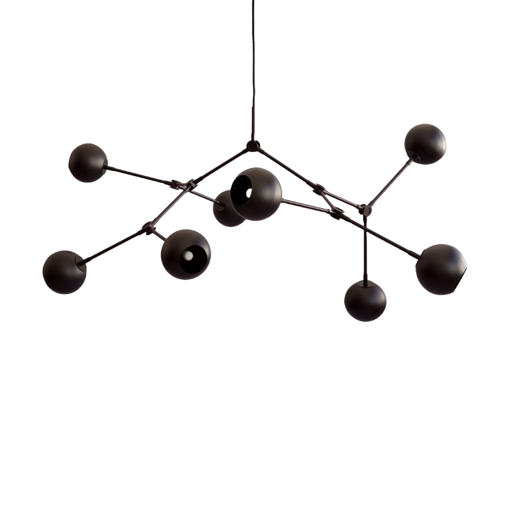 DROP GLOBE chandelier burnt black