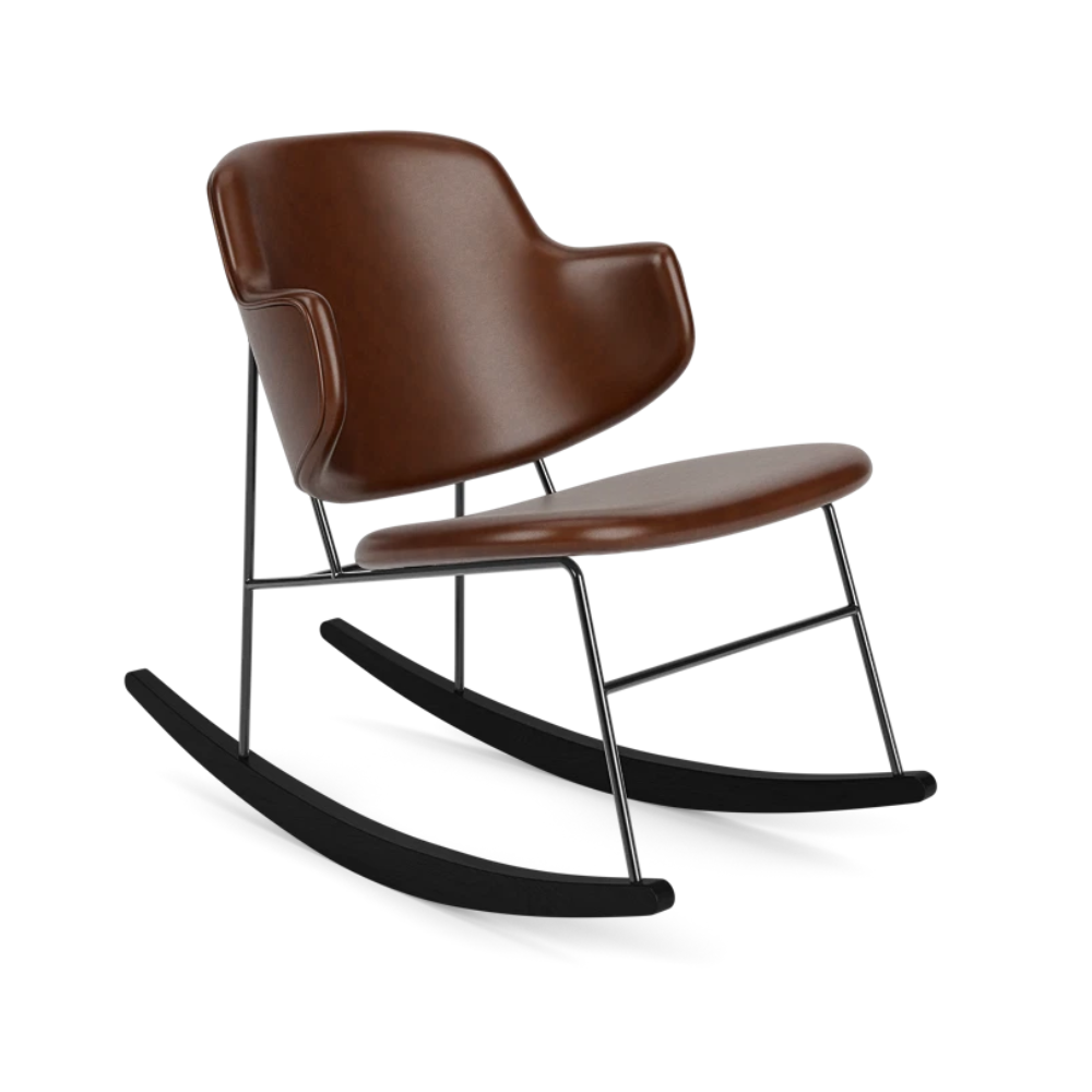 Schommelstoel PENGUIN bruin leer