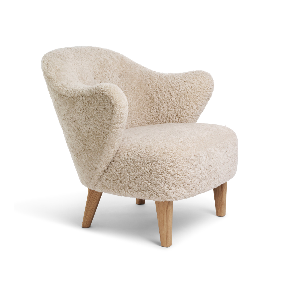INGEBORG Armchair with Sheepskin and Oak Base