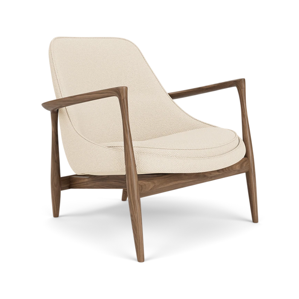 ELIZABETH cream armchair with walnut base