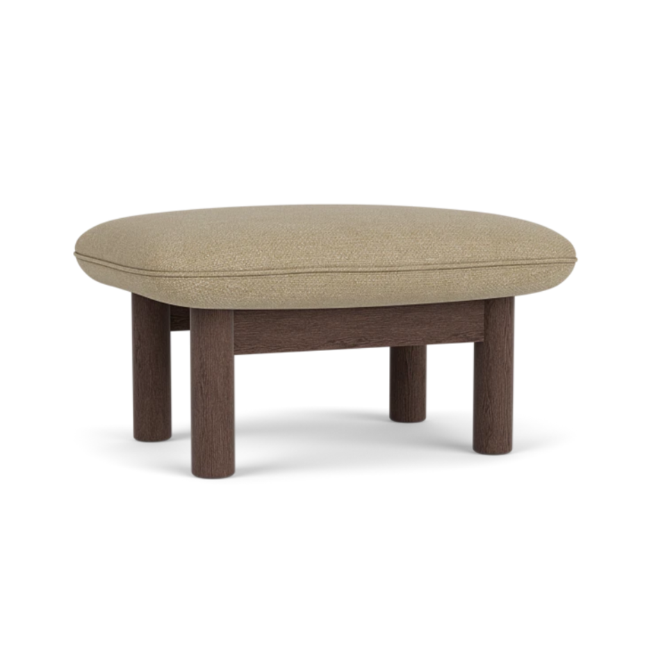 BRASILIA Beige Footrest with Dark Oak Base
