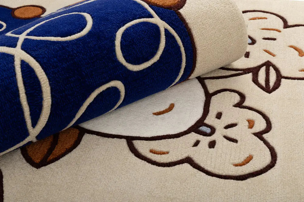 Vloerkleed FLORENCE beige met marineblauw en bruin