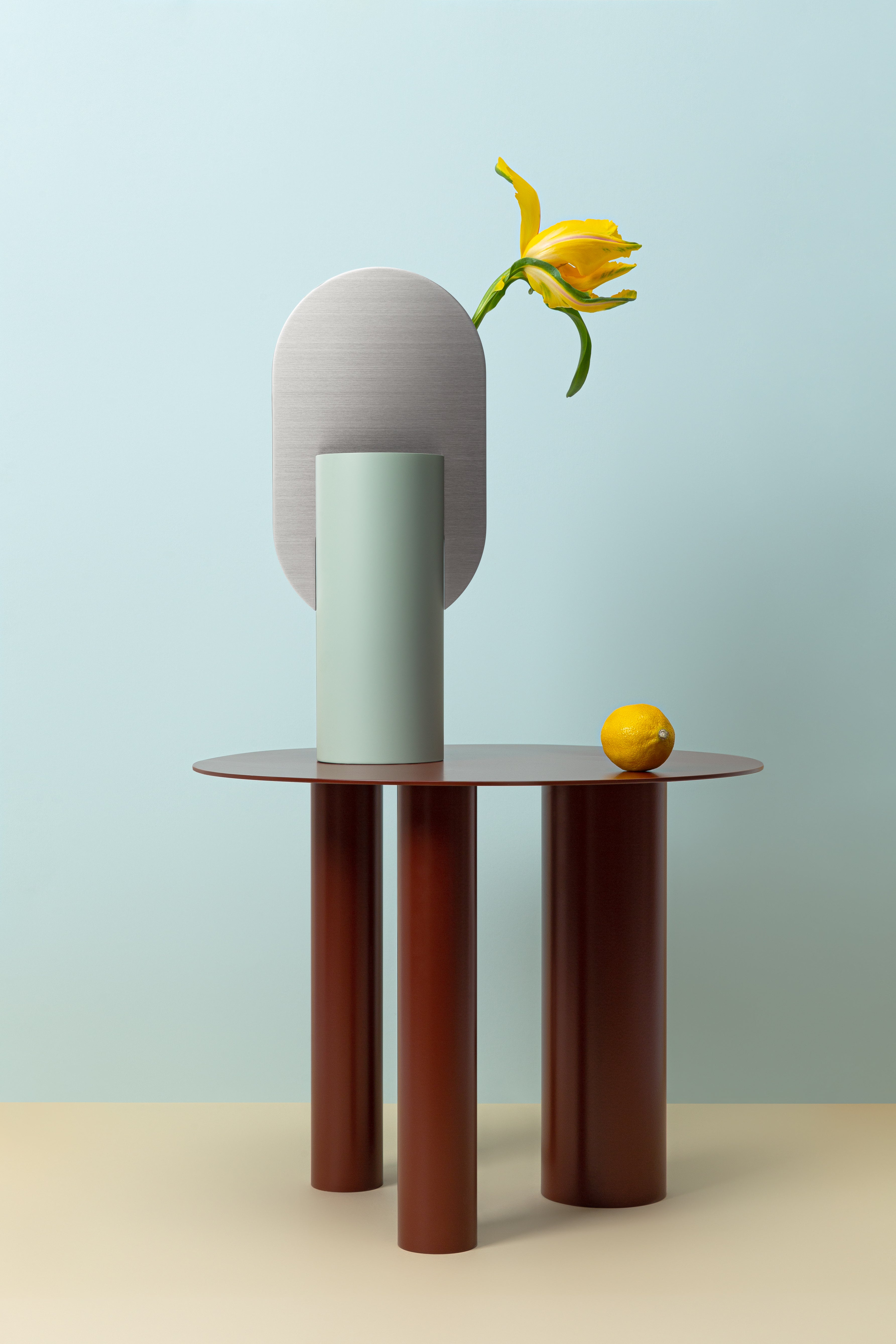 Vase GENKE grau-grün mit Stahl