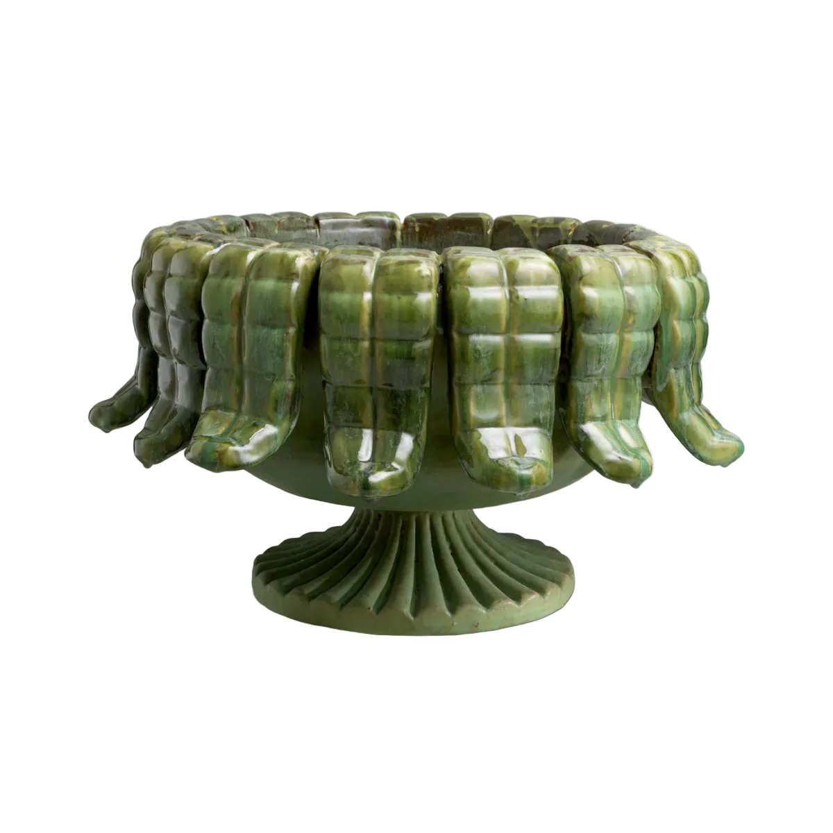 GRANTHAM Green Ceramic Outdoor Planter