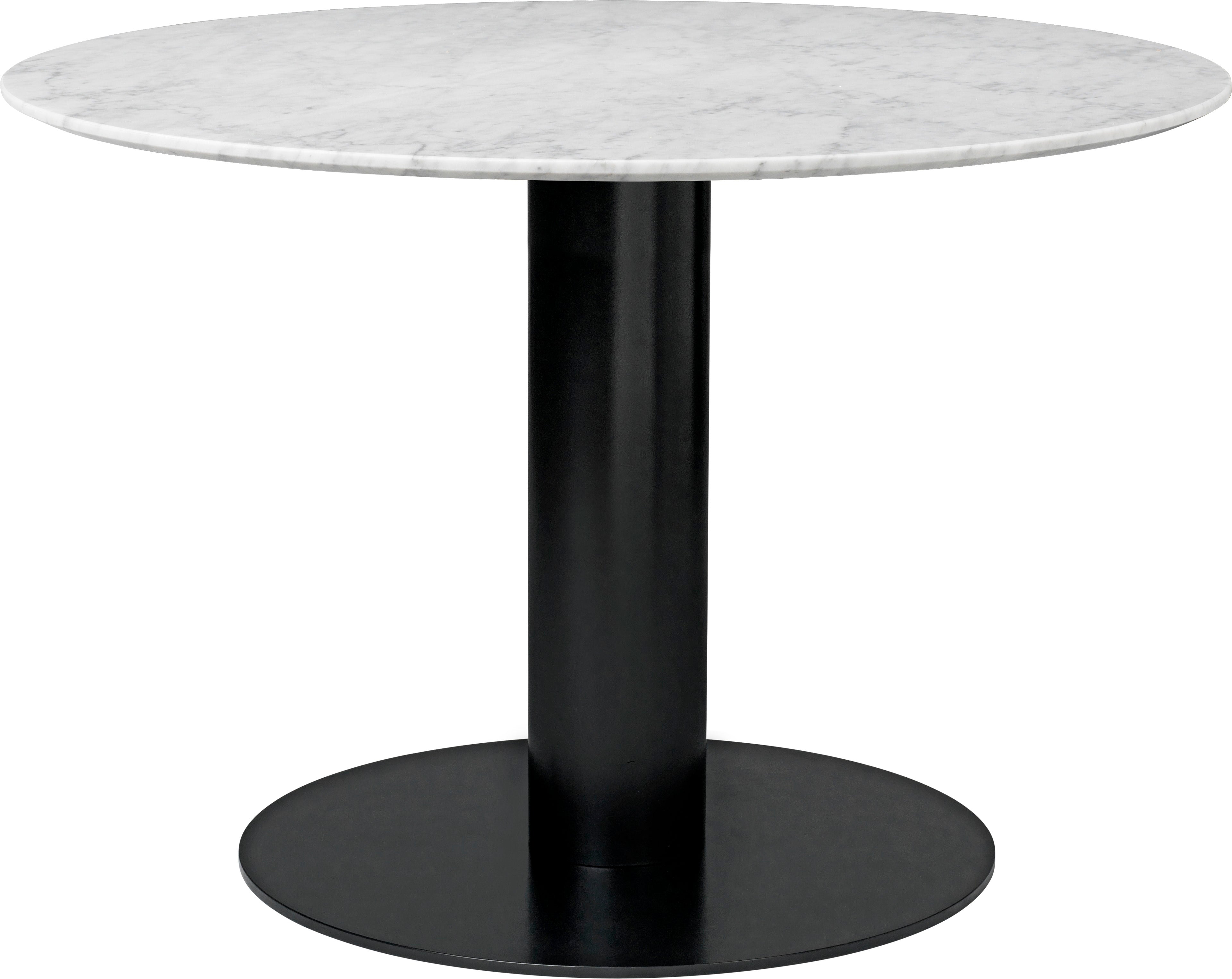 Ronde tafel 2.0 witte marmer met zwarte basis