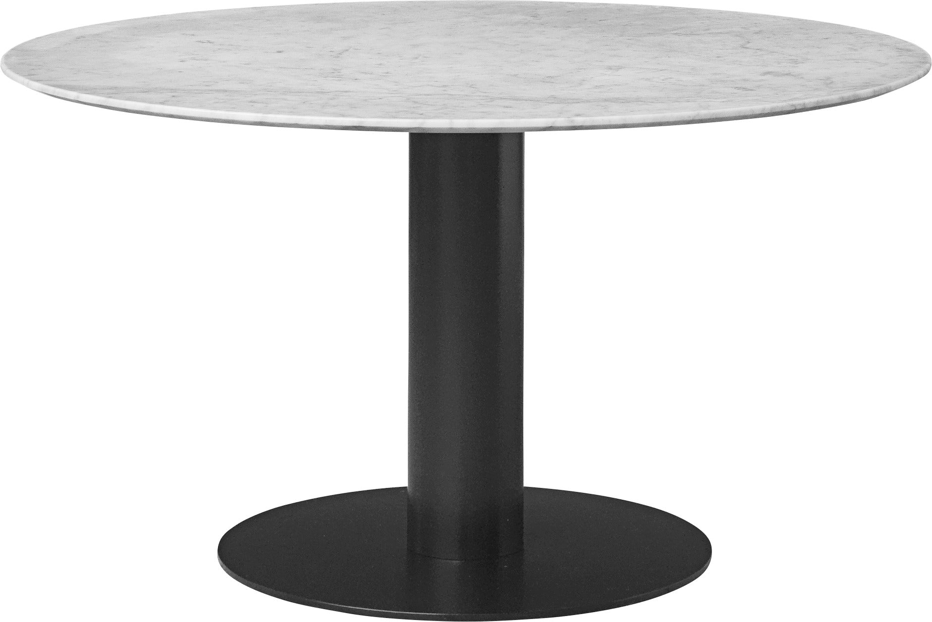 Ronde tafel 2.0 witte marmer met zwarte basis