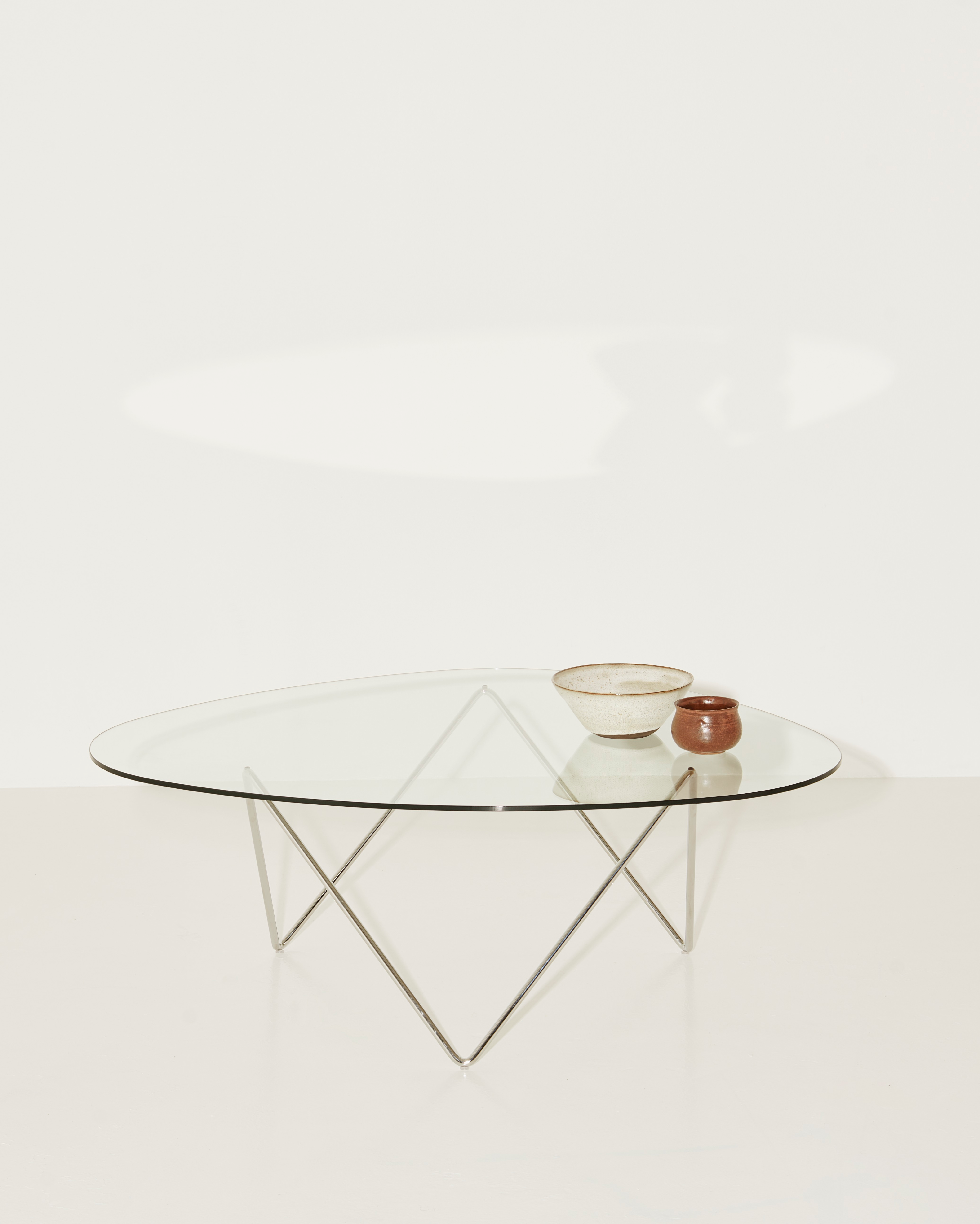 PEDRERA Coffee Table with Brown Glass and Chrome Base