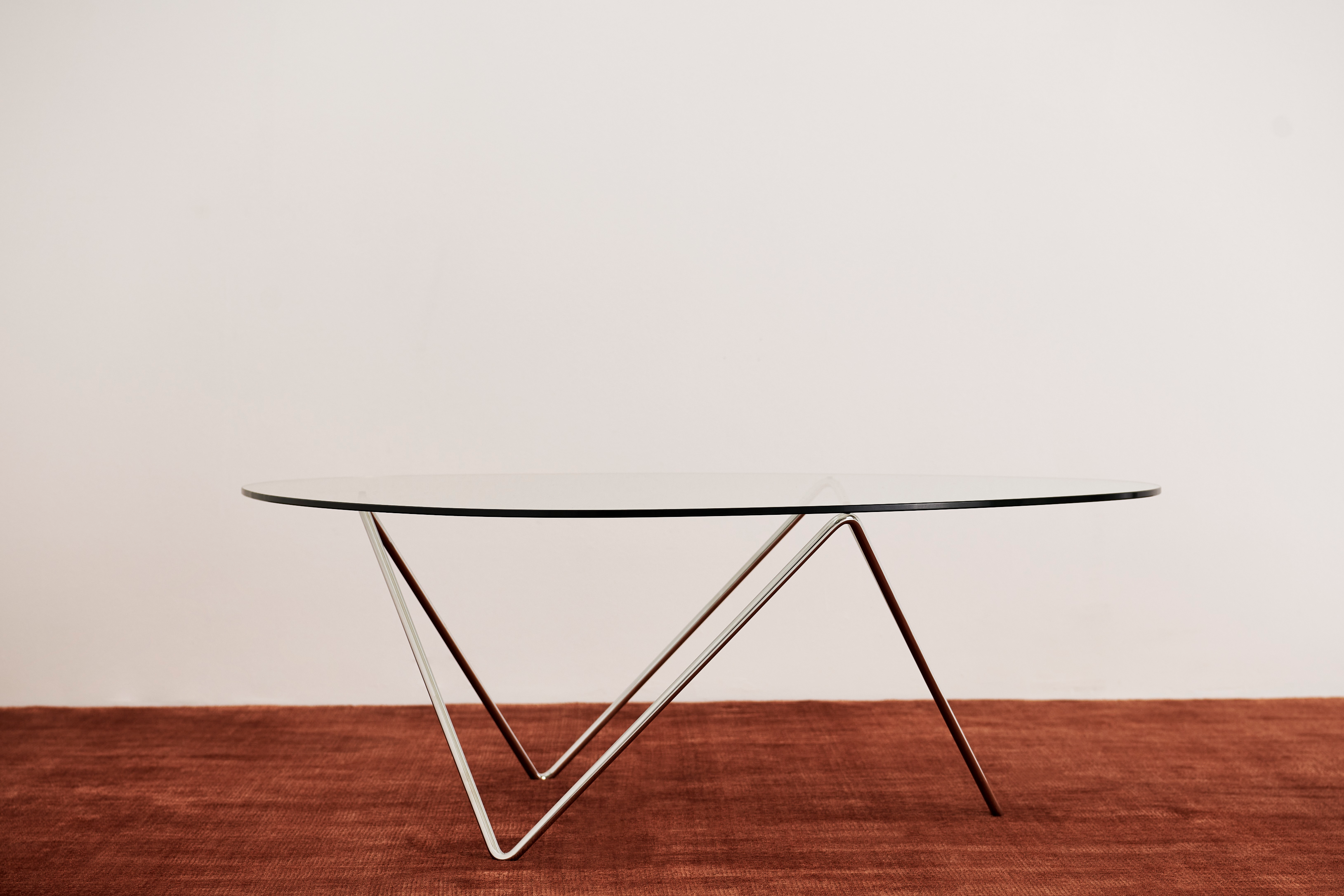 PEDRERA Coffee Table with Brown Glass and Chrome Base