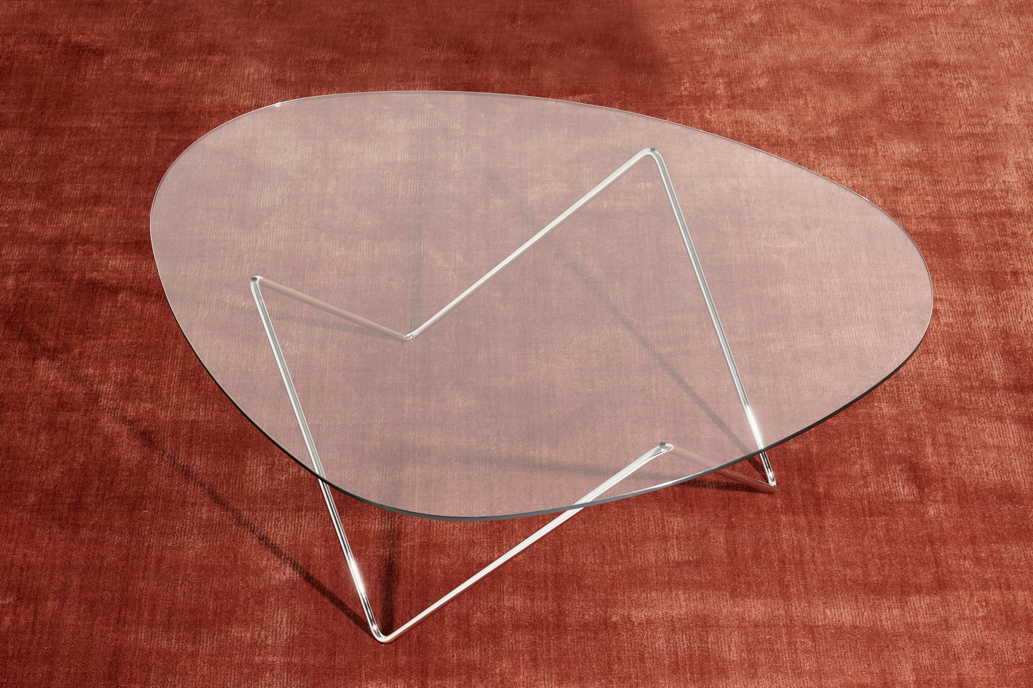 PEDRERA Coffee Table with Brown Glass and Chrome Base