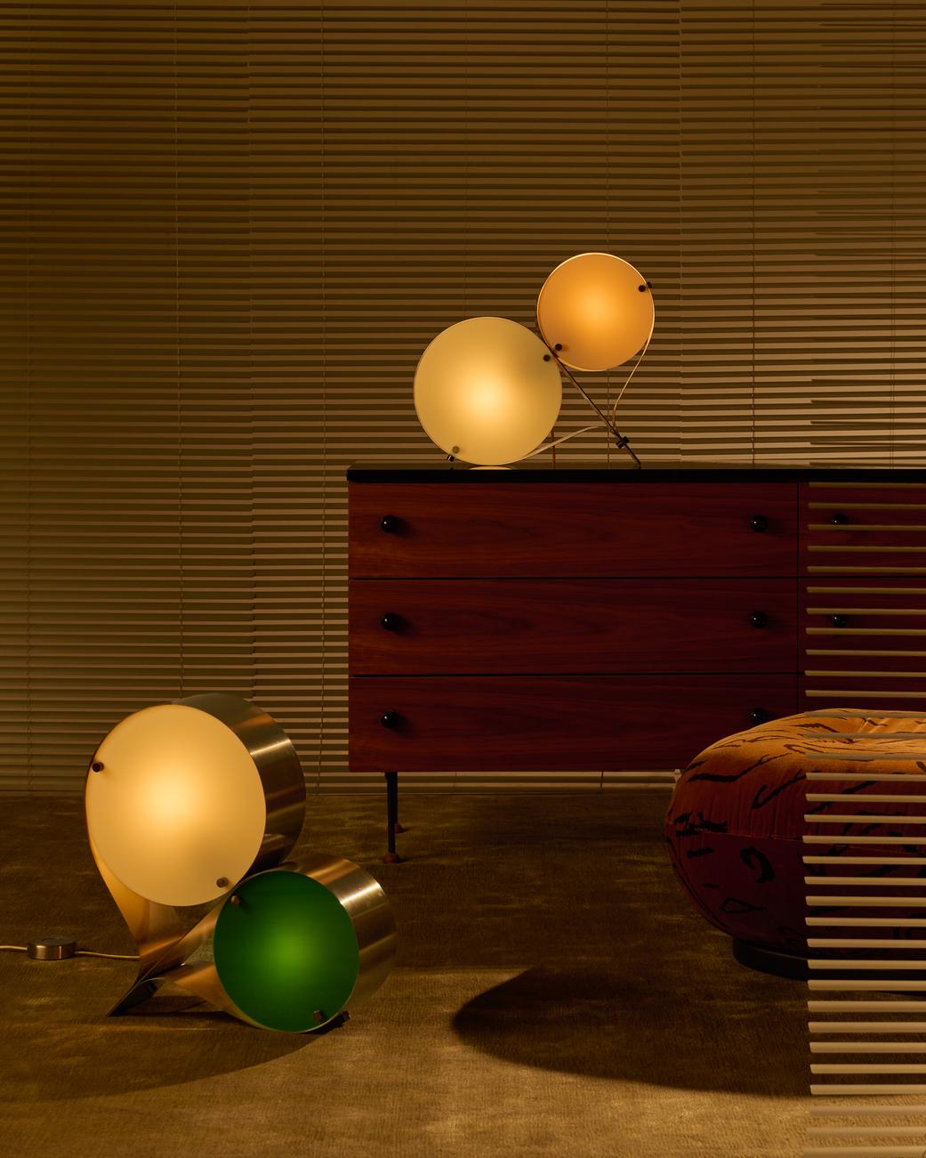 Tafellamp COPPIA crème met olijfgroen