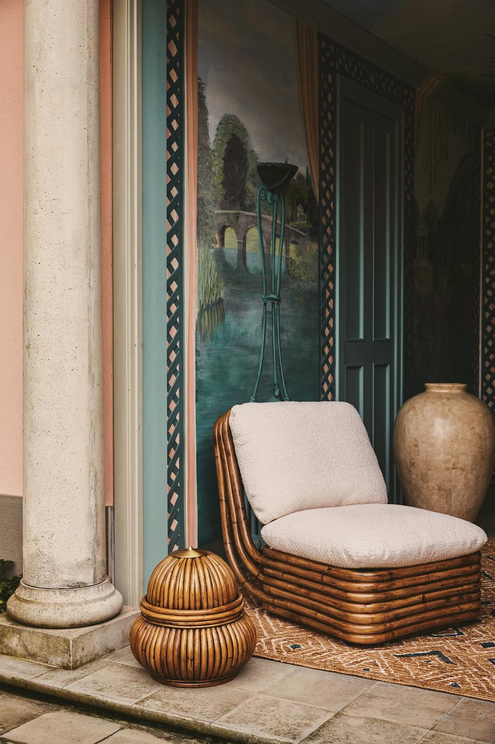 Sessel BOHEMIAN 72 gepolstert mit Rattanbasis
