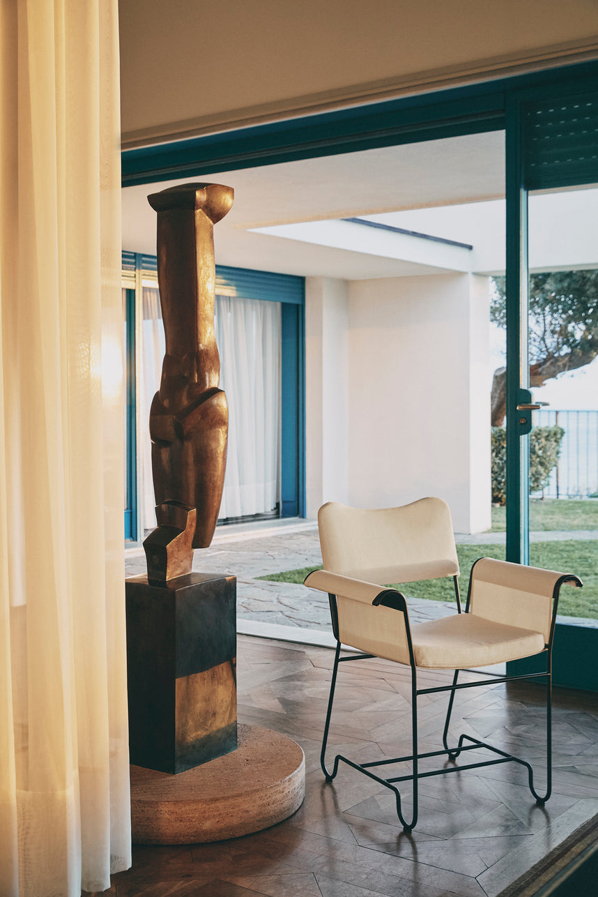 TROPIQUE Gartenstuhl Creme mit weißem Stahlgestell