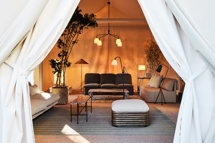 Sofa BOHEMIAN 72 gepolstert mit Rattanbasis