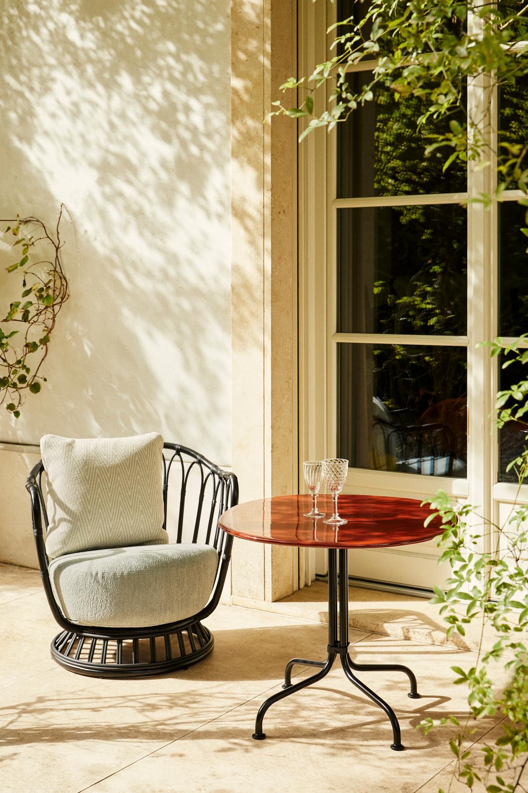 Gartenstuhl GRACE gepolstert mit schwarzem Gestell